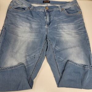Seven 7 Luxe Women's Light Wash Denim Capri‎ Jeans Embellished Pockets Size 20